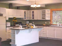 Kitchen island three sink stations